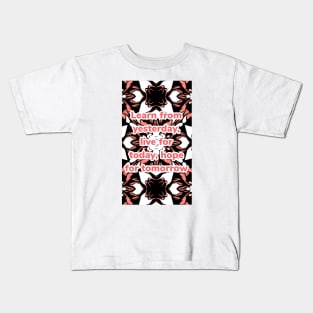 Orange, black, and white abstract print with anonymous quote Kids T-Shirt